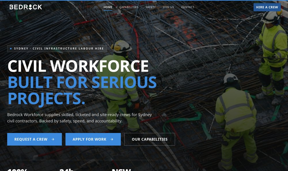 Bedrock Workforce website built by Evolve